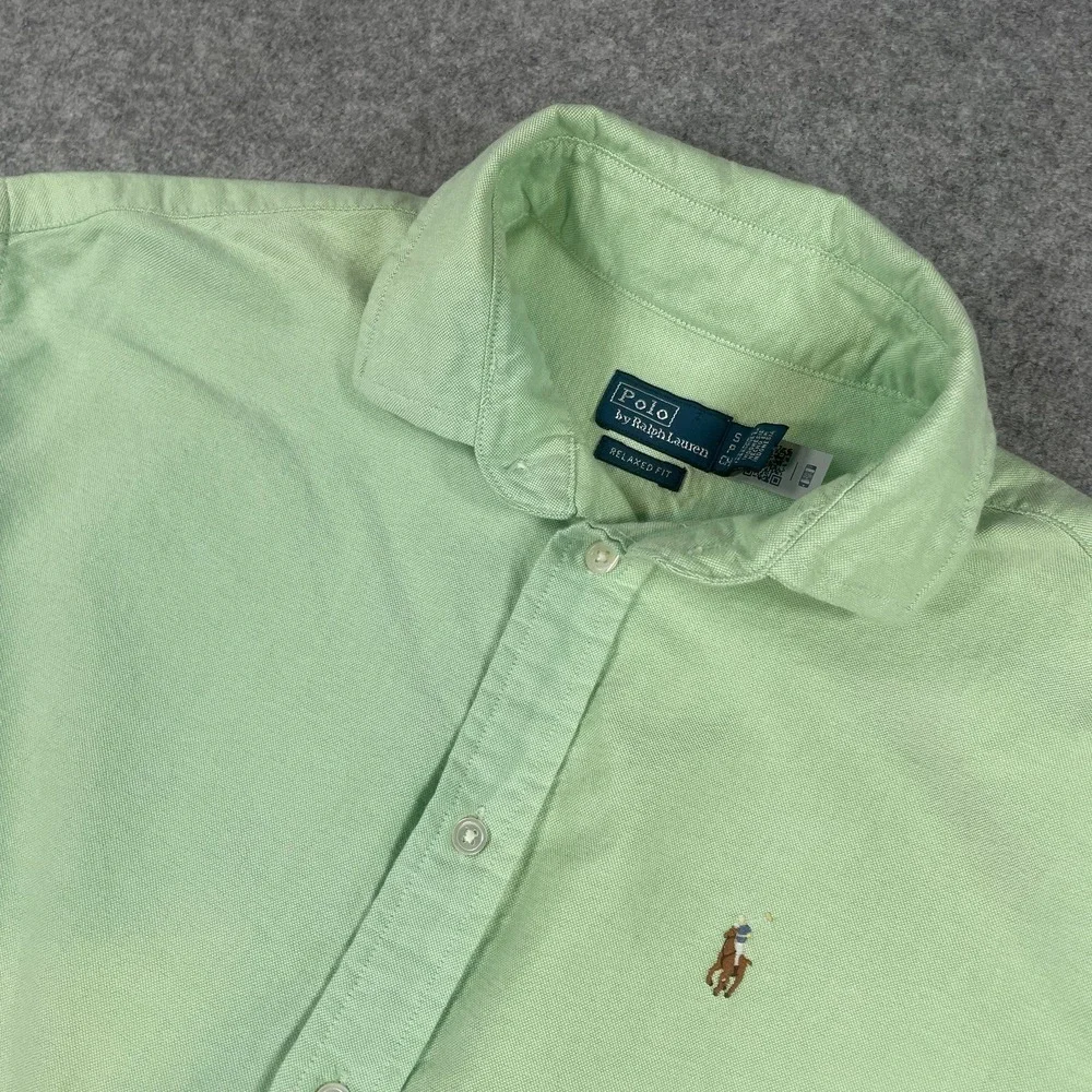 Polo Ralph Lauren Mens Button Down Shirt S Light Green Long Sleeve Relaxed Fit